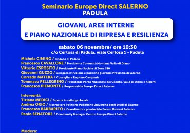 Seminario del CENTRO EUROPE DIRECT SALERNO "Giovani, Aree interne e Piano Nazionale di Ripresa e Resilienza".
